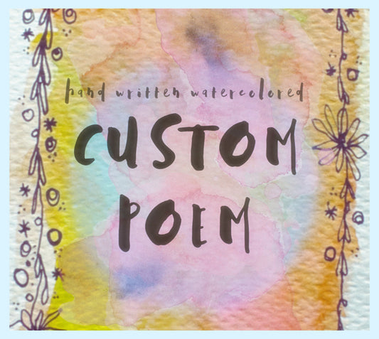 hand written watercolored custom poem