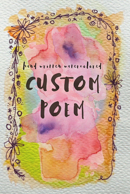 hand written watercolored custom poem