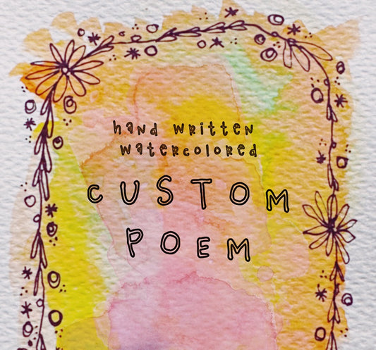 hand written watercolored custom poem